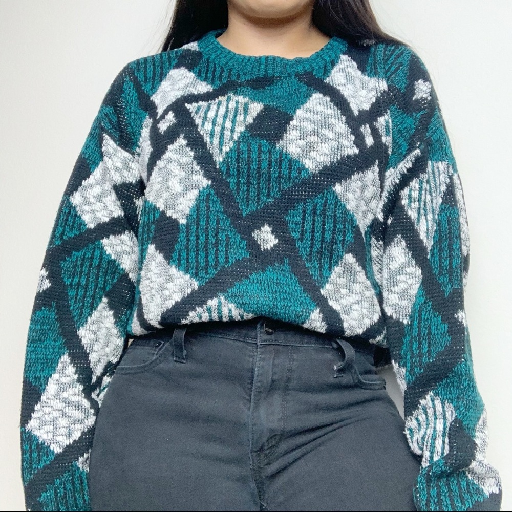 Vintage Brad Richards Green Chunky Knit Sweater